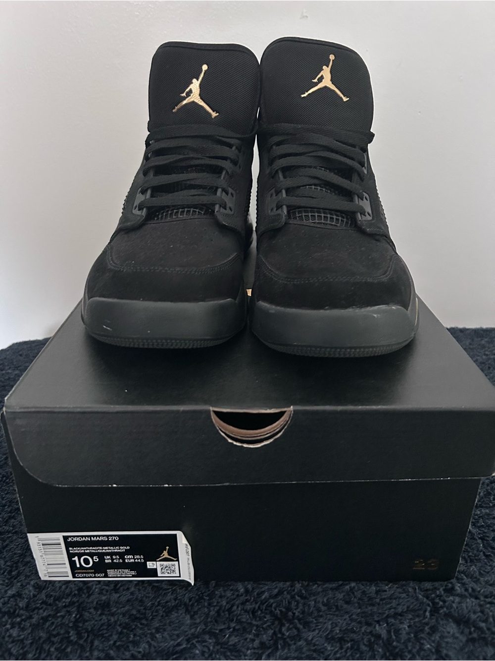 Jordan Men’s Black and Gold High-Top Sneakers